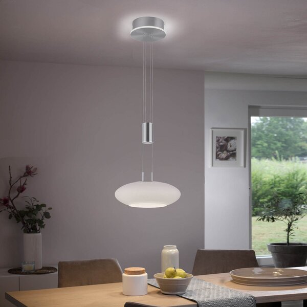 Q-Smart-Home Paul Neuhaus Q-ETIENNE LED κρεμαστό φωτιστικό, 1-φωτο, ρυθμιζόμενος, Γκρι, Σαλόνι / τραπεζαρία, Μέταλλο, σύγχρονο