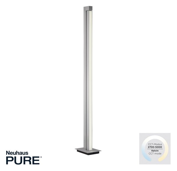 PURE Φωτιστικό δαπέδου LED Lines, ασημί, τηλεχειριστήριο, 140 cm, ρυθμιζόμενος, Γκρι, Σαλόνι / τραπεζαρία, Μέταλλο, σύγχρονο