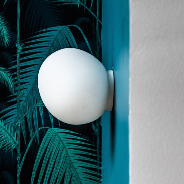 Foscarini Φωτιστικό τοίχου Gregg piccola λευκό IP40, ρυθμιζόμενος, Λευκό, Διάδρομος, Γυαλί, σχεδιασμός