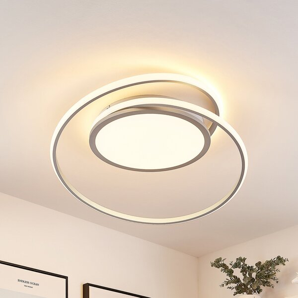 Lucande LED φωτιστικό οροφής Noud, 65 cm, ασημί, μέταλλο, CCT, ρυθμιζόμενος, Γκρι, υπνοδωμάτιο, Μέταλλο, σύγχρονο