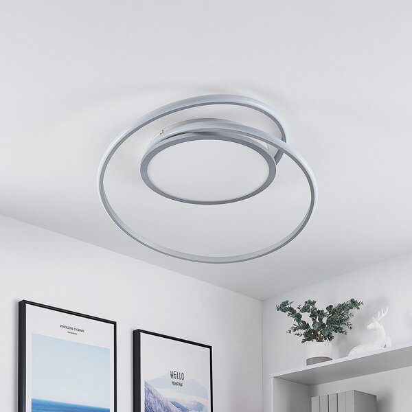 Lucande LED φωτιστικό οροφής Noud, 65 cm, ασημί, μέταλλο, CCT, ρυθμιζόμενος, Γκρι, υπνοδωμάτιο, Μέταλλο, σύγχρονο