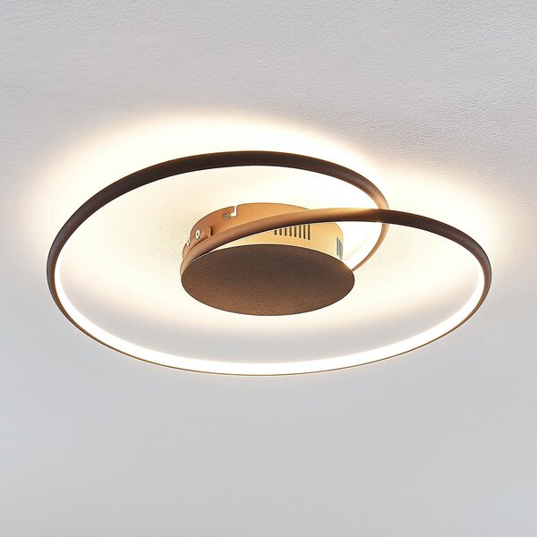 Lindby LED φωτιστικό οροφής Joline, Ø 45 cm, καφέ σκουριά, μέταλλο, Καφέ / Σκουριάς, Σαλόνι / τραπεζαρία, Μέταλλο, σύγχρονο
