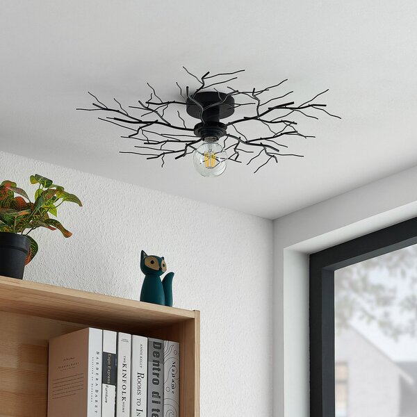 Lindby Φωτιστικό οροφής Vetki, Ø 60 cm, μαύρο, 1-φωτιστικό, μεταλλικό, ρυθμιζόμενος, Μαύρο, Σαλόνι / τραπεζαρία, Μέταλλο, σύγχρονο