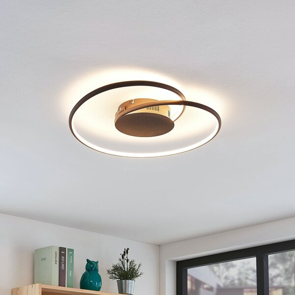 Lindby LED φωτιστικό οροφής Joline, Ø 45 cm, καφέ σκουριά, μέταλλο, Καφέ / Σκουριάς, Σαλόνι / τραπεζαρία, Μέταλλο, σύγχρονο