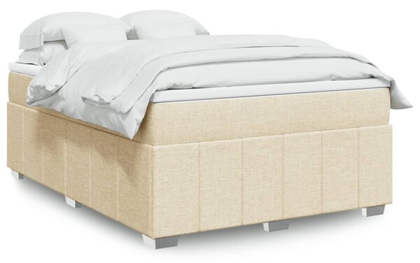 VidaXL Κρεβάτι Boxspring με Στρώμα Κρεμ 140x200 εκ. Υφασμάτινο