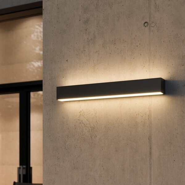 Lucande Φωτιστικό τοίχου LED Lengo, 50 cm, ανθρακί, φωτισμός προς τα πάνω/κάτω,, Μαύρο, Αλουμίνιο, σύγχρονο