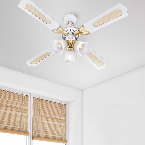 Westinghouse Ανεμιστήρας Princess Trio, λευκός, αθόρυβος, Ø 105 cm, Λευκό, Σαλόνι / τραπεζαρία, Ξύλο