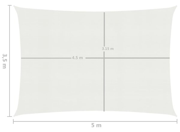 VidaXL Πανί Σκίασης Λευκό 3,5 x 5 μ. από HDPE 160 γρ./μ²