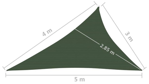 VidaXL Πανί Σκίασης Σκούρο Πράσινο 3 x 4 x 5 μ. από HDPE 160 γρ./μ²