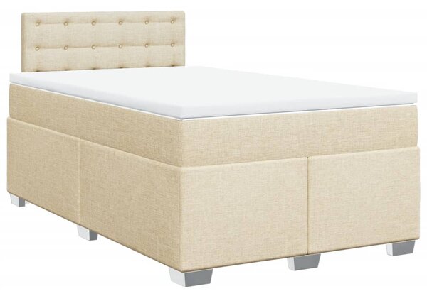 VidaXL Κρεβάτι Boxspring με Στρώμα Κρεμ 120x190 εκ. Υφασμάτινο