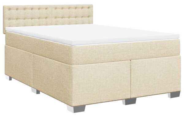 VidaXL Κρεβάτι Boxspring με Στρώμα Κρεμ 140x190 εκ. Υφασμάτινο