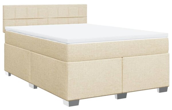 VidaXL Κρεβάτι Boxspring με Στρώμα Κρεμ 140x190 εκ. Υφασμάτινο