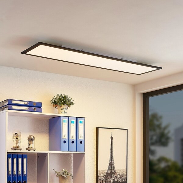 Lindby LED πάνελ Nelios, 120 x 30 cm, 4000K, μαύρο, μέταλλο, Μαύρο, Κουζίνα, Πλαστικό, σύγχρονο