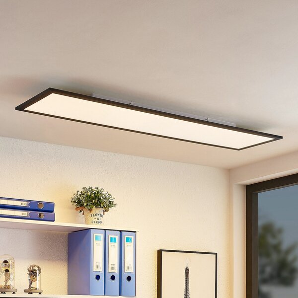 Lindby LED πάνελ Nelios, 120 x 30 cm, 4000K, μαύρο, μέταλλο, Μαύρο, Κουζίνα, Πλαστικό, σύγχρονο