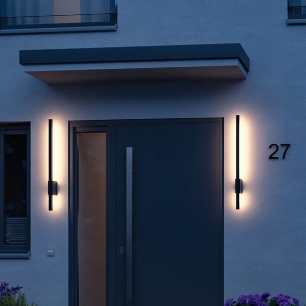 Paulmann Stan LED φωτιστικό τοίχου εξωτερικού χώρου 80 cm, Μαύρο, Μέταλλο, σύγχρονο