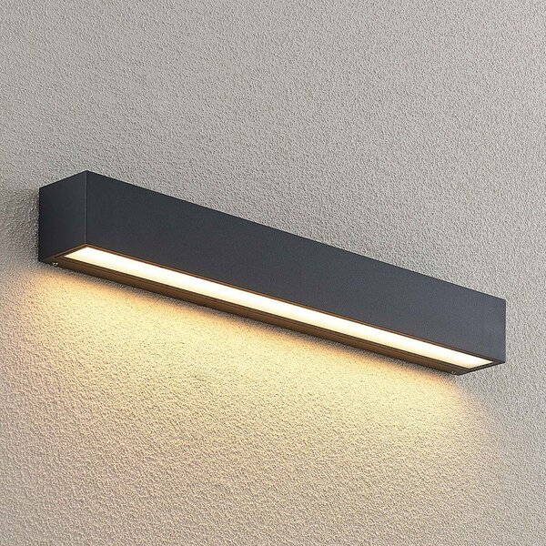 Lucande LED απλίκα Lengo, 50cm, ανθρακί, κάτω, 3.000K, Μαύρο, Αλουμίνιο, σύγχρονο