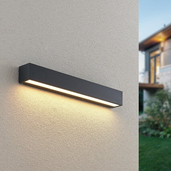 Lucande LED απλίκα Lengo, 50cm, ανθρακί, κάτω, 3.000K, Μαύρο, Αλουμίνιο, σύγχρονο