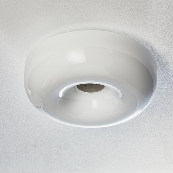 Foscarini Circus piccola γυάλινη λάμπα οροφής, Ø 32cm, ρυθμιζόμενος, Λευκό, Σαλόνι / τραπεζαρία, Γυαλί, σχεδιασμός