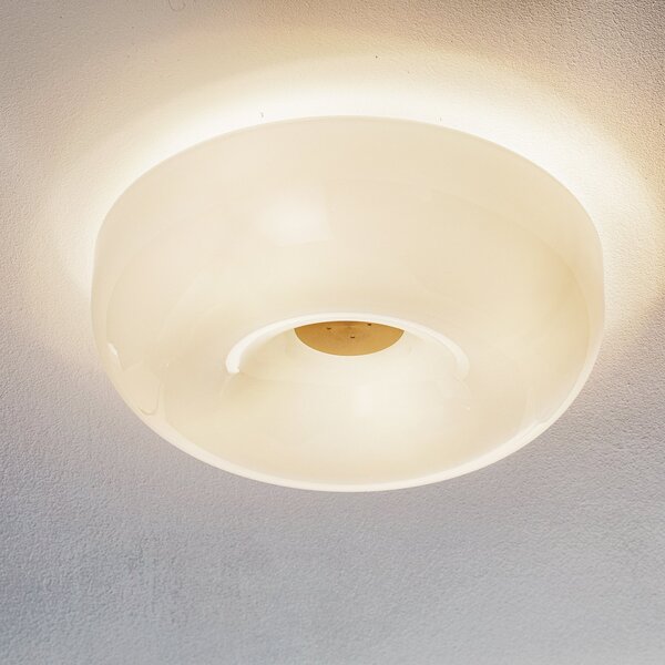 Foscarini Circus piccola γυάλινη λάμπα οροφής, Ø 32cm, ρυθμιζόμενος, Λευκό, Σαλόνι / τραπεζαρία, Γυαλί, σχεδιασμός