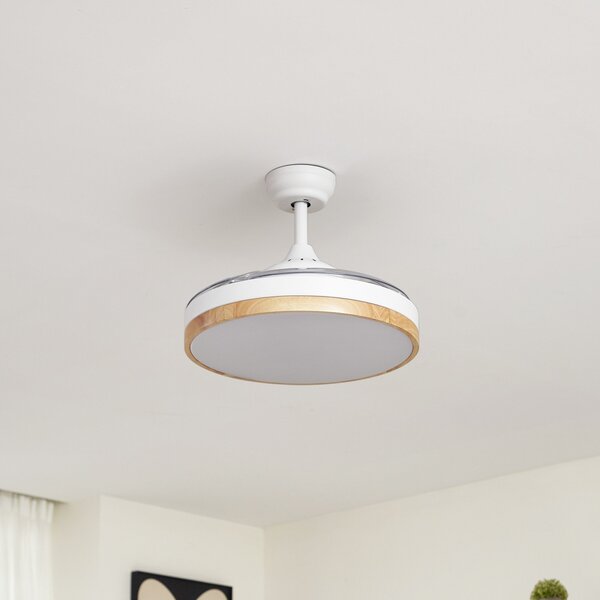 Lindby Ανεμιστήρας οροφής LED Oras, λευκός, DC, αθόρυβος, Ø 107 cm, Λευκό, Σαλόνι / τραπεζαρία, Πλαστικό, σύγχρονο