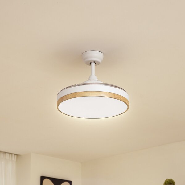 Lindby Ανεμιστήρας οροφής LED Oras, λευκός, DC, αθόρυβος, Ø 107 cm, Λευκό, Σαλόνι / τραπεζαρία, Πλαστικό, σύγχρονο