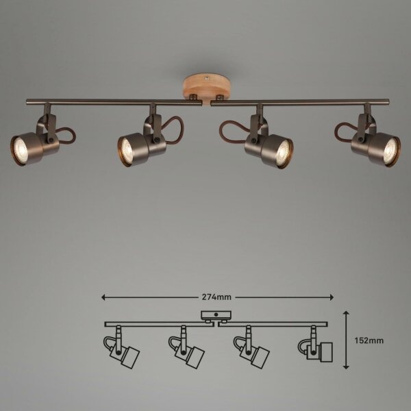 Briloner 2872-045 - LED Σποτ TAHUN 4xGU10/5W/230V 3000K καφέ