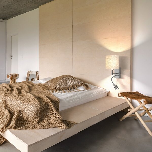 FISCHER & HONSEL Φωτιστικό τοίχου Dreamer LED για ανάγνωση, νικέλιο/κρεμ, Γκρι, Σαλόνι / τραπεζαρία, Μέταλλο, Φως ανάγνωσης