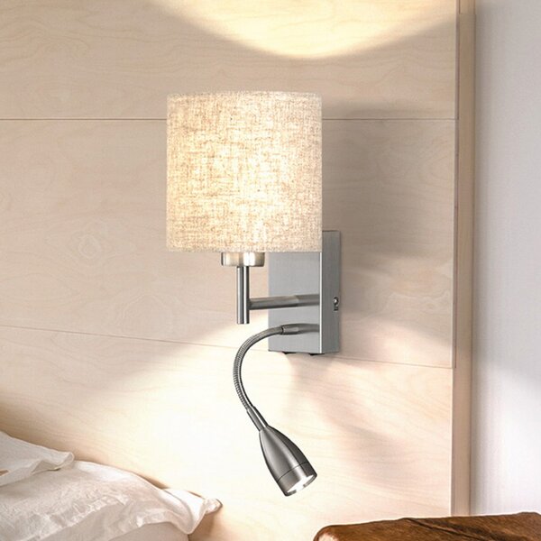 FISCHER & HONSEL Φωτιστικό τοίχου Dreamer LED για ανάγνωση, νικέλιο/κρεμ, Γκρι, Σαλόνι / τραπεζαρία, Μέταλλο, Φως ανάγνωσης