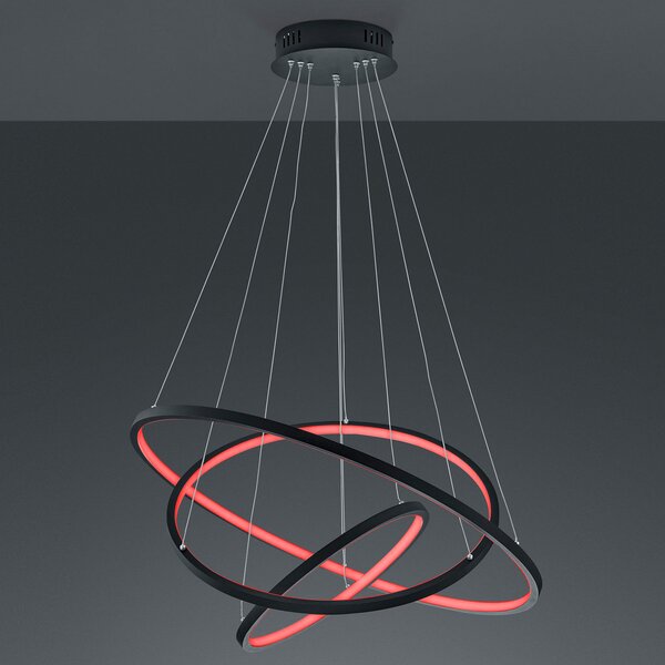 Trio Lighting WiZ Aaron smart LED κρεμαστό φωτιστικό, ανθρακί, ρυθμιζόμενος, Μαύρο, Σαλόνι / τραπεζαρία, Μέταλλο, σύγχρονο