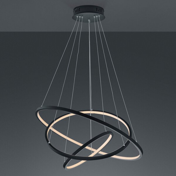 Trio Lighting WiZ Aaron smart LED κρεμαστό φωτιστικό, ανθρακί, ρυθμιζόμενος, Μαύρο, Σαλόνι / τραπεζαρία, Μέταλλο, σύγχρονο