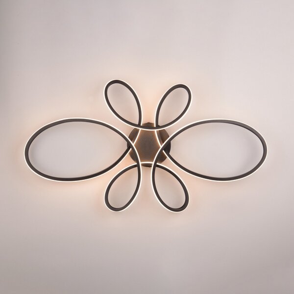 Trio Lighting Fly LED φωτιστικό οροφής, μαύρο ματ, 3.000 K, 83 cm x 45 cm, ρυθμιζόμενος, Μαύρο, Σαλόνι / τραπεζαρία, Μέταλλο, σύγχρονο