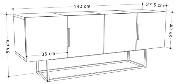 Έπιπλο τηλεόρασης Tontini pakoworld φυσικό-λευκό 140x37.5x55εκ