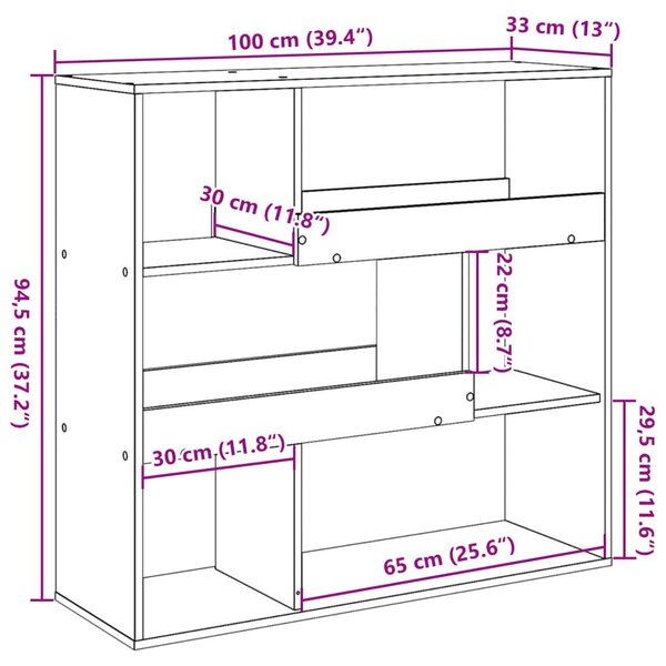 Βιβλιοθήκη Όψη Παλαιού Ξύλου 100x33x94,5 εκ. Επεξεργασμένο Ξύλο - Καφέ