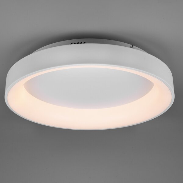 Trio Lighting Φωτιστικό οροφής LED Girona με τηλεχειριστήριο, λευκό, ρυθμιζόμενος, Λευκό, Σαλόνι / τραπεζαρία, Μέταλλο, σύγχρονο