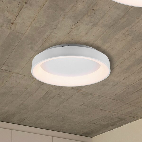 Trio Lighting Φωτιστικό οροφής LED Girona με τηλεχειριστήριο, λευκό, ρυθμιζόμενος, Λευκό, Σαλόνι / τραπεζαρία, Μέταλλο, σύγχρονο