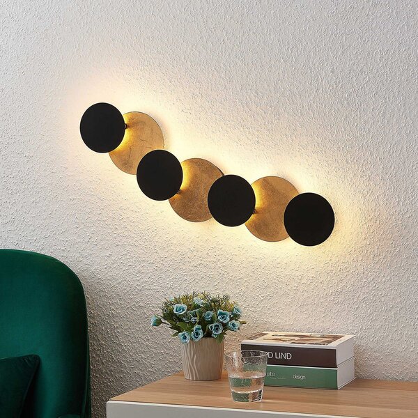 Lindby LED φωτιστικό τοίχου Grazyna, 72 cm, 7 φωτιστικών, ρυθμιζόμενο, Μαύρο, Σαλόνι / τραπεζαρία, Μέταλλο, σύγχρονο, Ειδικά σχήματα τοίχου