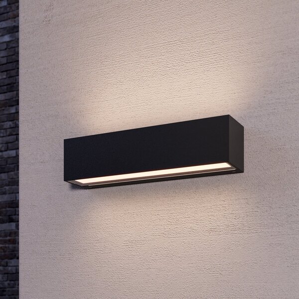 Lucande LED απλίκα Lengo, 25cm ανθρακί, up/down 3000K, Μαύρο, Μέταλλο, σύγχρονο