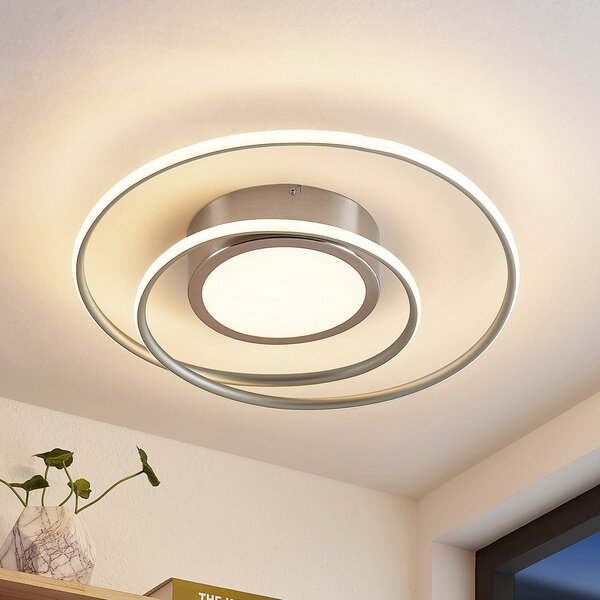 Lindby Φωτιστικό οροφής Bovia LED, CCT, dimmable, νικέλιο, ρυθμιζόμενος, Μεταλλικό, Σαλόνι / τραπεζαρία, Αλουμίνιο, σύγχρονο