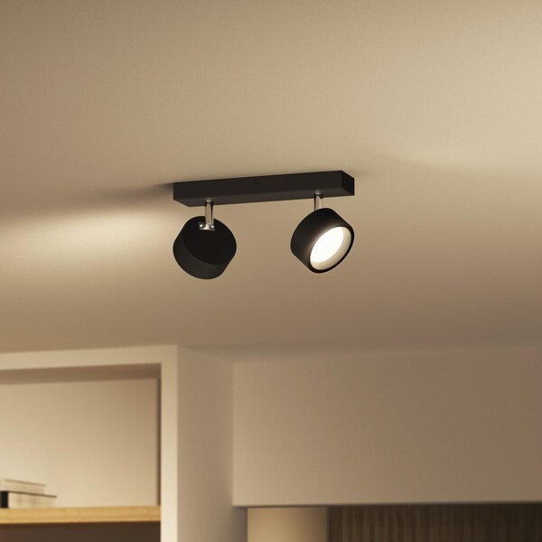 Philips Bracia LED σποτ οροφής με δύο λάμπες, μαύρο, Μαύρο, Σαλόνι / τραπεζαρία, Μέταλλο, σύγχρονο