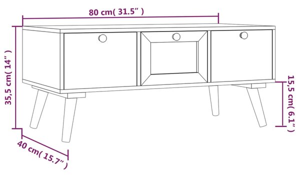 VidaXL Τραπεζάκι Σαλονιού με Συρτάρια 80x40x35,5 εκ. από Επεξεργ. Ξύλο