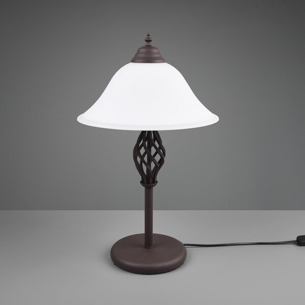 Trio Lighting Rustica επιτραπέζιο φωτιστικό με διακόπτη καλωδίου, σκουριά, Καφέ / Σκουριάς, Σαλόνι / τραπεζαρία, Μέταλλο, Αντίκα