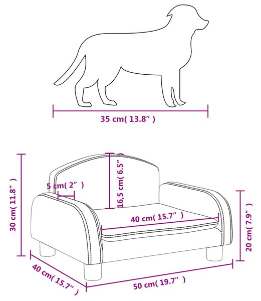 VidaXL Κρεβάτι Σκύλου Σκούρο Γκρι 50 x 40 x 30 εκ. Υφασμάτινο