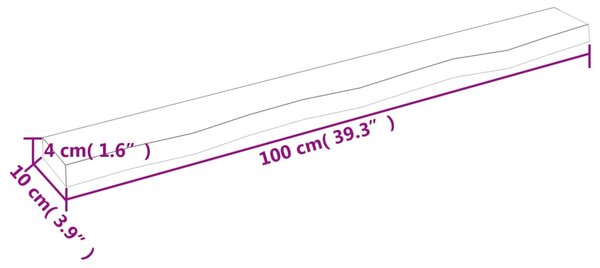 VidaXL Ράφι Τοίχου 100 x 10 x 4 εκ. από Ακατέργαστο Μασίφ Ξύλο Δρυός