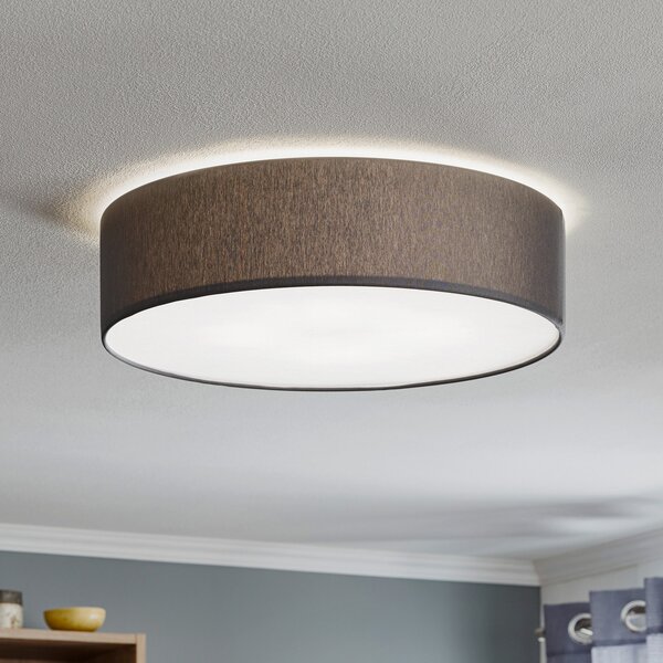 TK Lighting Φωτιστικό οροφής Rondo, γκρι Ø 45cm, ρυθμιζόμενος, Γκρι, υπνοδωμάτιο, Ύφασμα / Κλωστοϋφαντουργία, σύγχρονο