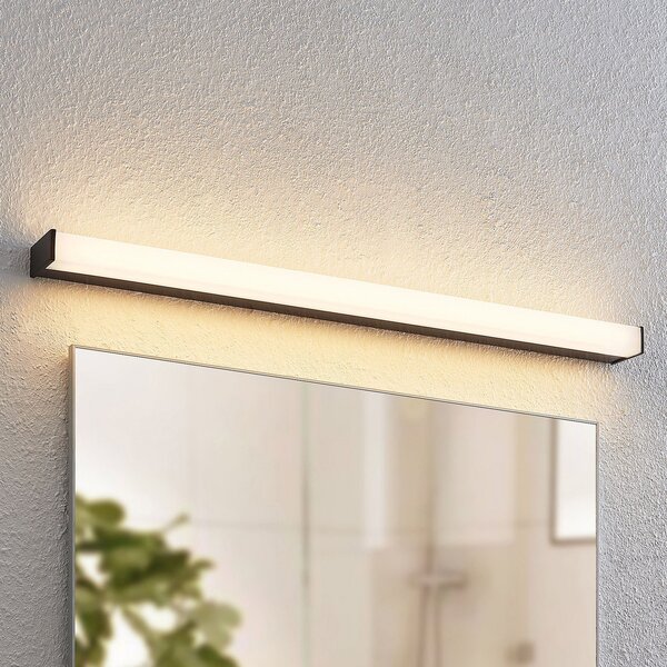 Lindby LED φωτιστικό τοίχου μπάνιου Ulisan, 89 cm, μαύρο, γωνιακό, Μαύρο, Μπάνιο, Μέταλλο, σύγχρονο