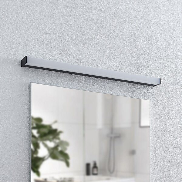 Lindby LED φωτιστικό τοίχου μπάνιου Ulisan, 89 cm, μαύρο, γωνιακό, Μαύρο, Μπάνιο, Μέταλλο, σύγχρονο