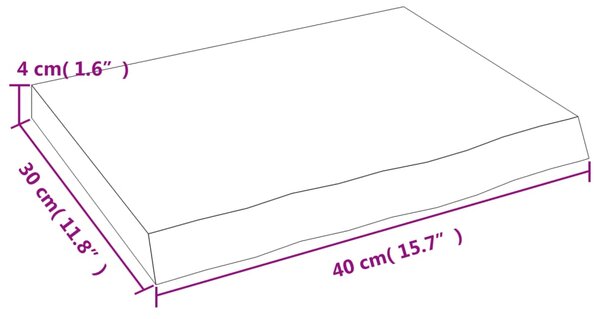 VidaXL Ράφι Τοίχου Ανοιχτό Καφέ 40x30x(2-4)εκ. Επεξ. Μασίφ Ξύλο Δρυός