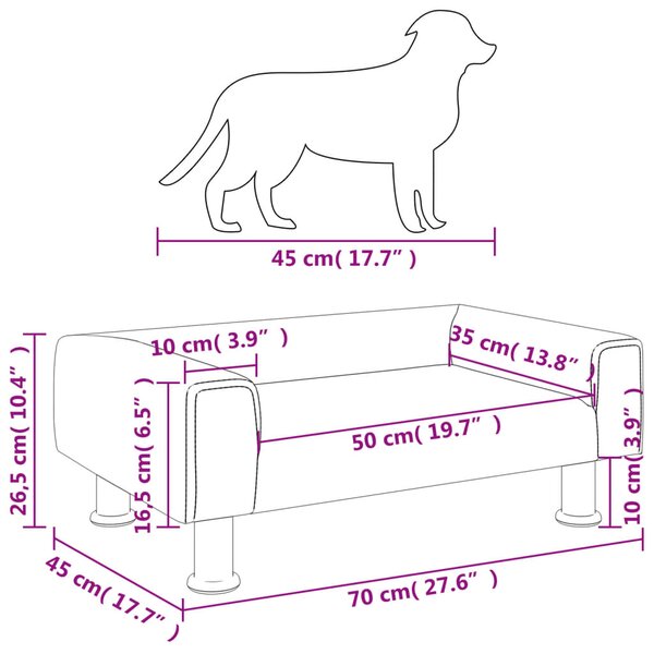 VidaXL Κρεβάτι Σκύλου Μπλε 70 x 45 x 26.5 εκ. Βελούδινο