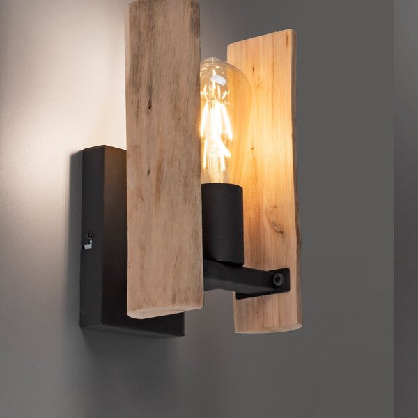JUST LIGHT. GmbH Φωτιστικό τοίχου από ξύλο, ρυθμιζόμενος, Ξύλου, Σαλόνι / τραπεζαρία, Μέταλλο, Εξοχική κατοικία / Ρουστίκ