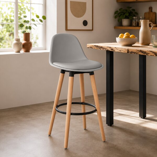 Σκαμπό Μπαρ Με Πλάτη (39.5x43x91.5) A-S Maxon Grey 157165A